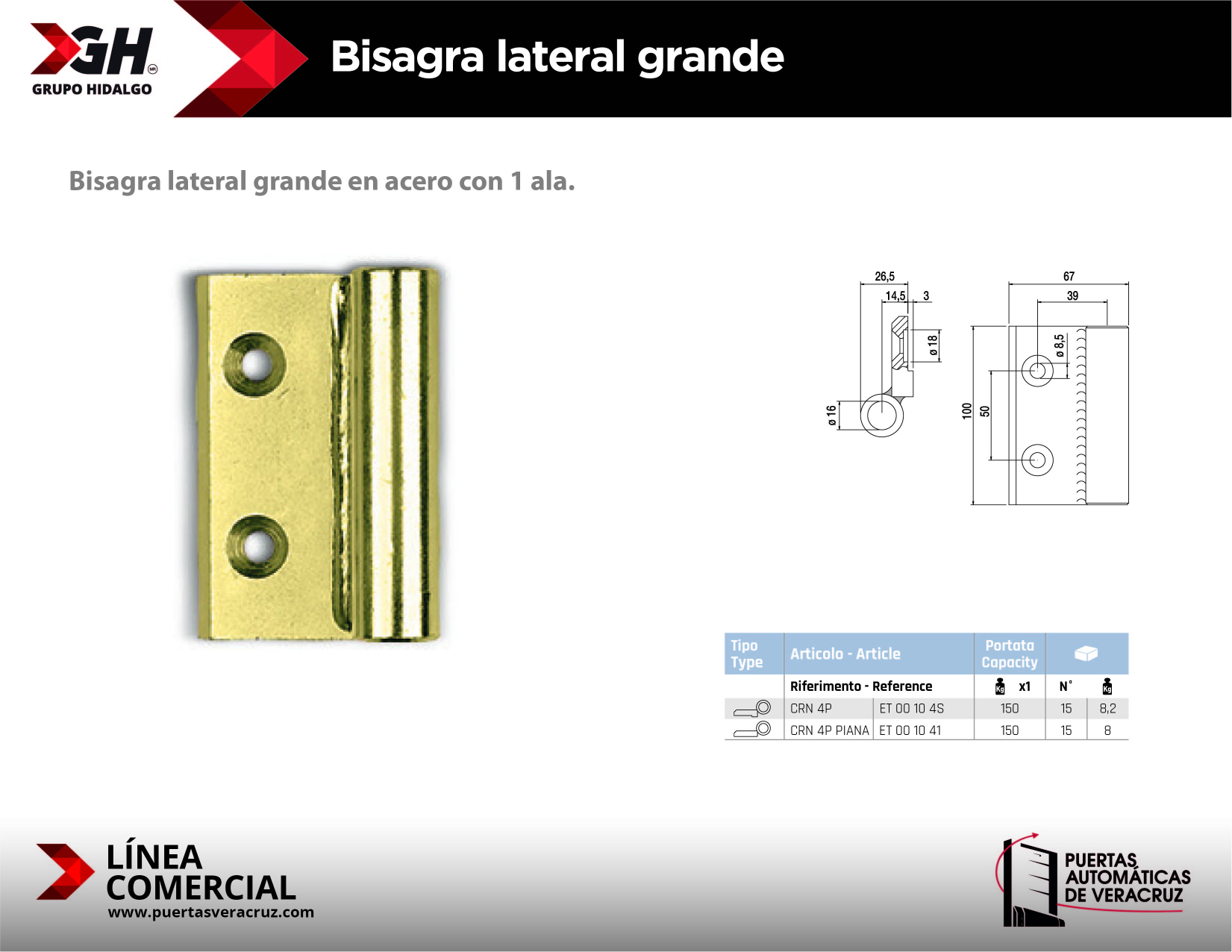 Bisagra lateral grande