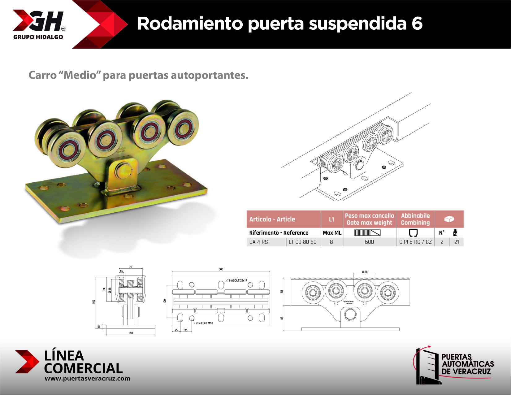 Rodamiento puerta suspendida 6