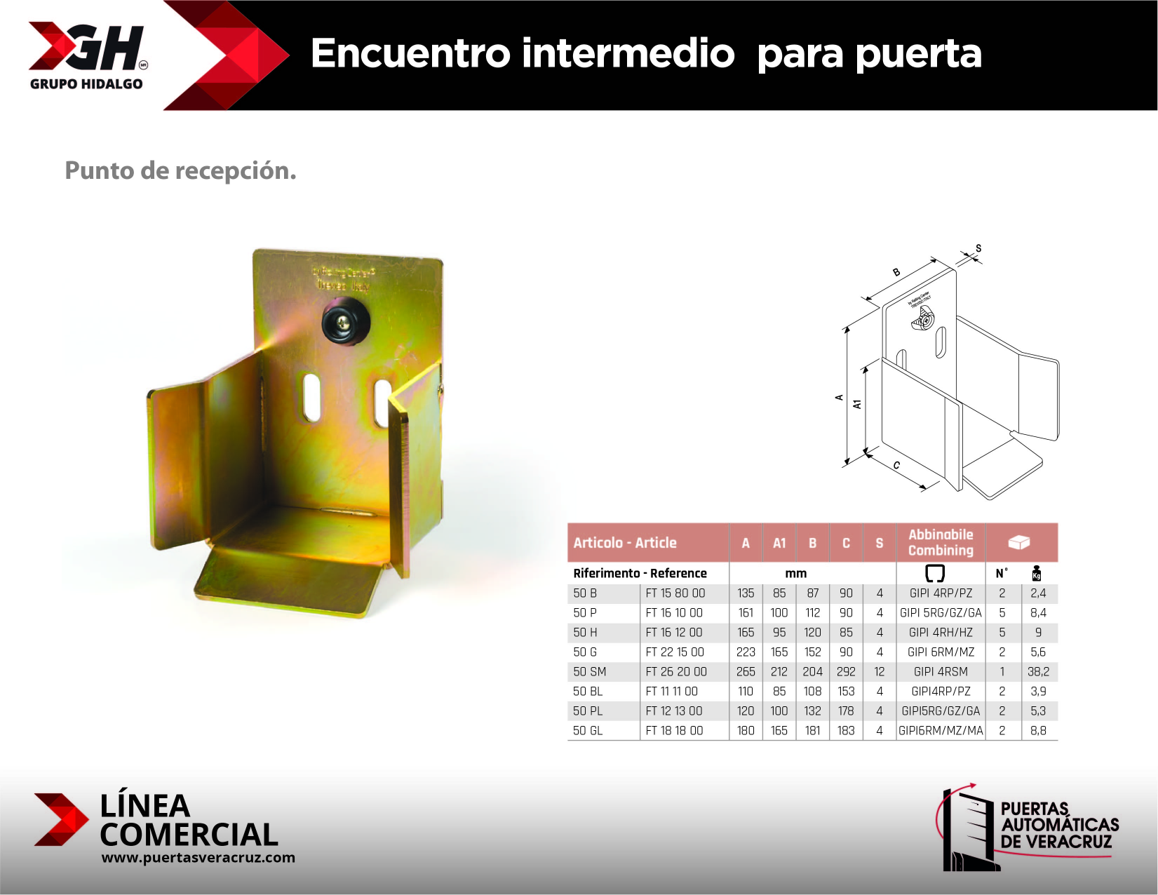 Encuentro intermedio para puerta